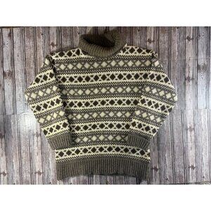 Scandia 100% Wool Stripe geometric pattern Sweater size M Grey Made In Denmark